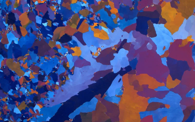 Light micrograph of Armco iron showing ferrite grains and grain boundaries